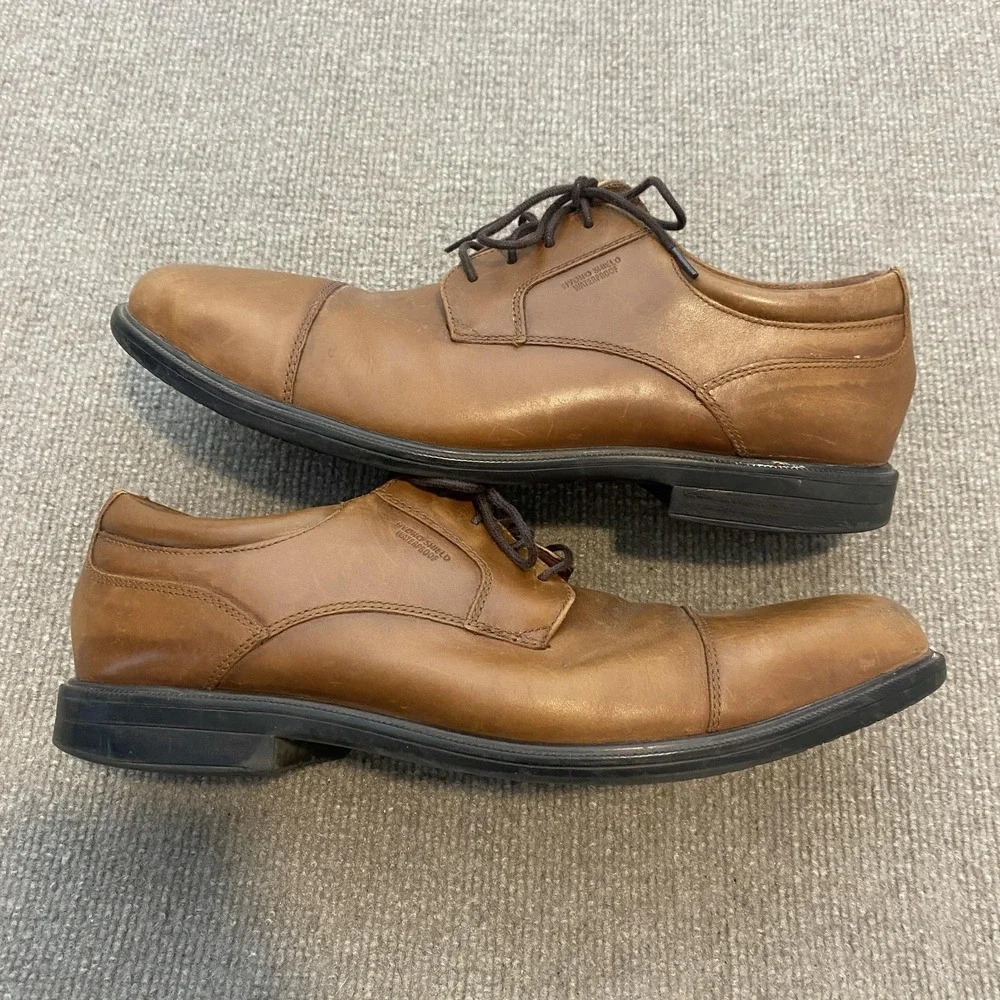Rockport Shoes Mens Size 12 Brown Leather Derby Dress Waterproof V81479